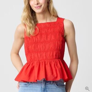 J. Crew Factory Red Peplum Tank Top NEW WITH TAGS
